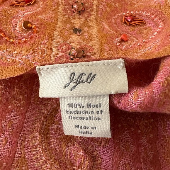 J Jill Woman's Wool Scarf Beaded With Fringe - Picture 5 of 6